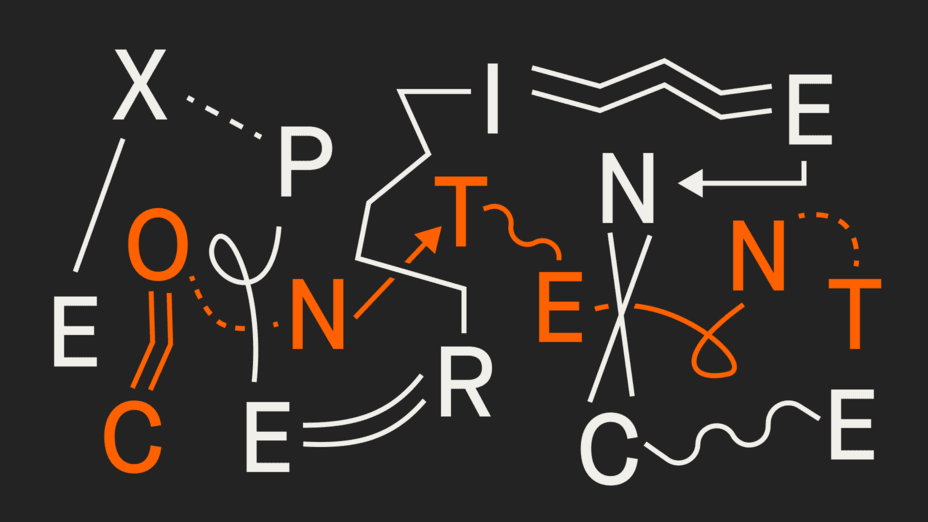 Titlebild zeigt abstrakte Darstellung von Buchstaben, die den Begriff Content Experience ergeben