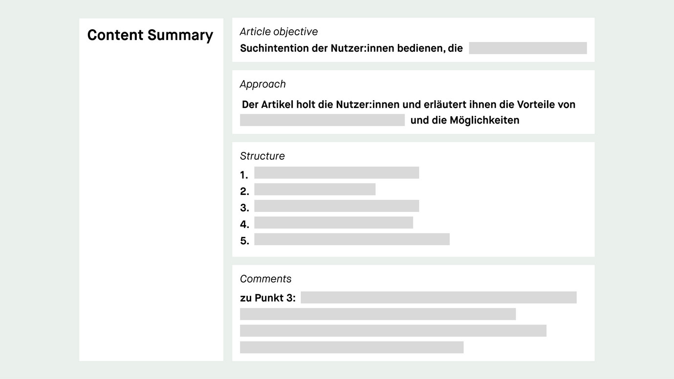 Beispiel Template einer Content Summary