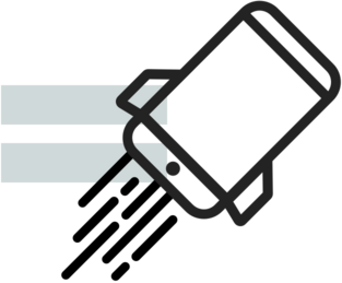 Illustration von einem Smartphone in Raketenform