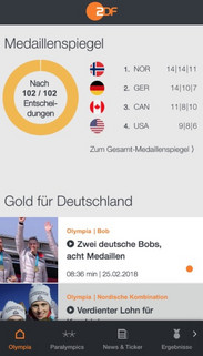 Mobile Version der Olympia ZDF-Seite.