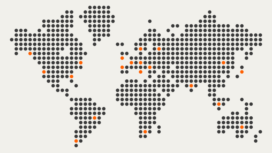 Eine stilisierte Weltkarte steht symbolisch für die internationalen SEO-Bemühungen