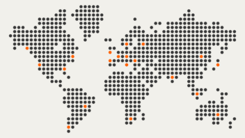 Eine stilisierte Weltkarte steht symbolisch für die internationalen SEO-Bemühungen