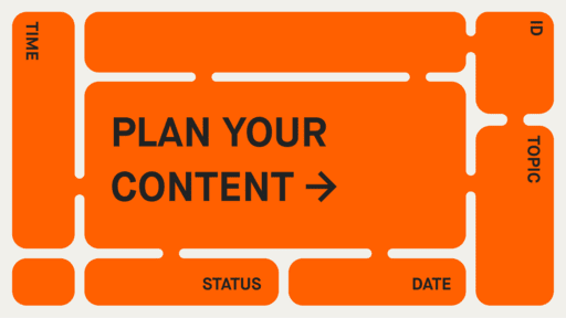 Plan your content Schriftzug auf einer orangenen Schablone